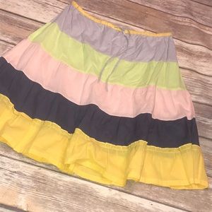 J.CREW FACTORY~Cotton Tiered Color-block Skirt~XS